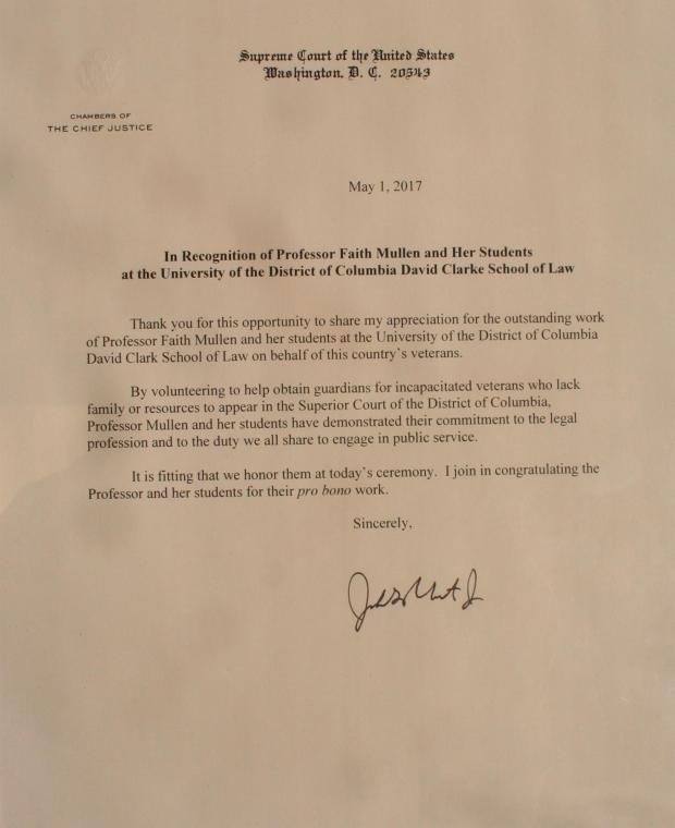 Letter of Recognition from Chief Justice John Roberts