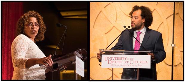 Students Carmen Diaz Jones and John Blake speaking at the Gala