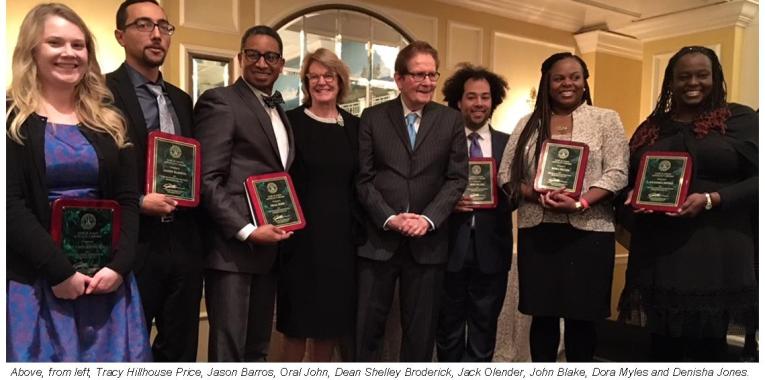 From left, Tracy Hillhouse Price, Jason Barros, Oral John, Dean Shelley Broderick, Jack Olender, John Blake, Dora Myles and Denisha Jones