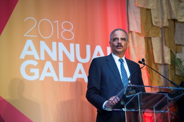 Eric Holder on stage