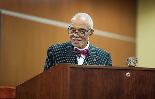 Dean Brittain at the podium