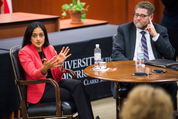Vanita Gupta and Jonathan Smith speaking